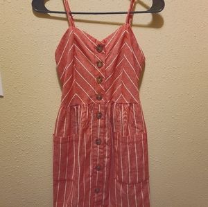 Red striped sun dress midi